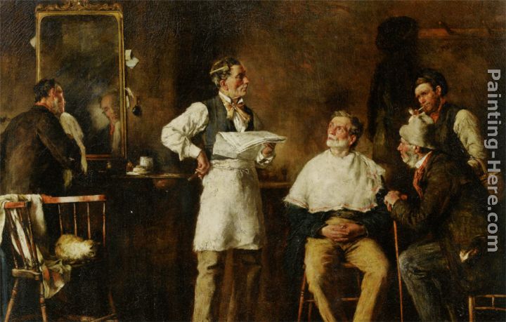 The Barbers Shop painting - George Elgar Hicks The Barbers Shop art painting